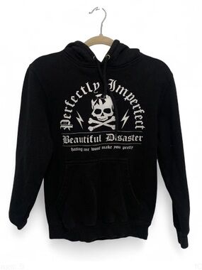 Beautiful Disaster Perfectly Imperfect Black Graphic Hoodie